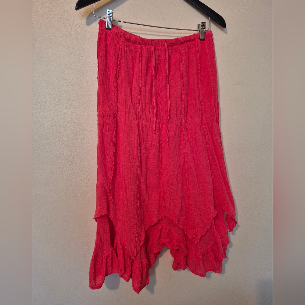 100% Cotton Whimsical Bright Pink Skirt Size Small